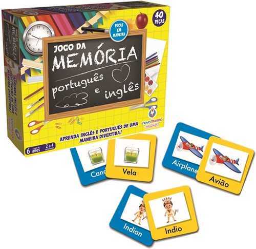 Jogo da Memória Alfabetização - 40 Peças em Madeira