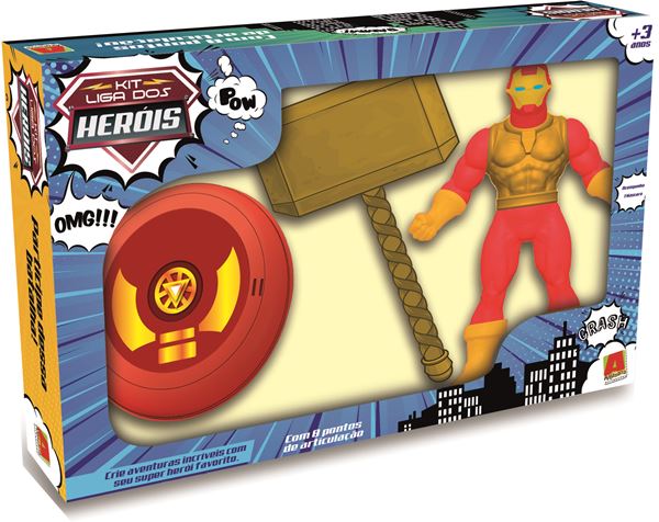 Linha Heróis Boneco / Escudo / Martelo – Ferro